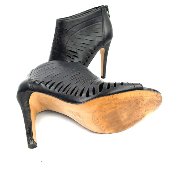 ALDO Dwaima‎ Black Leather Peep Toe Stiletto Booties - Picture 8 of 11
